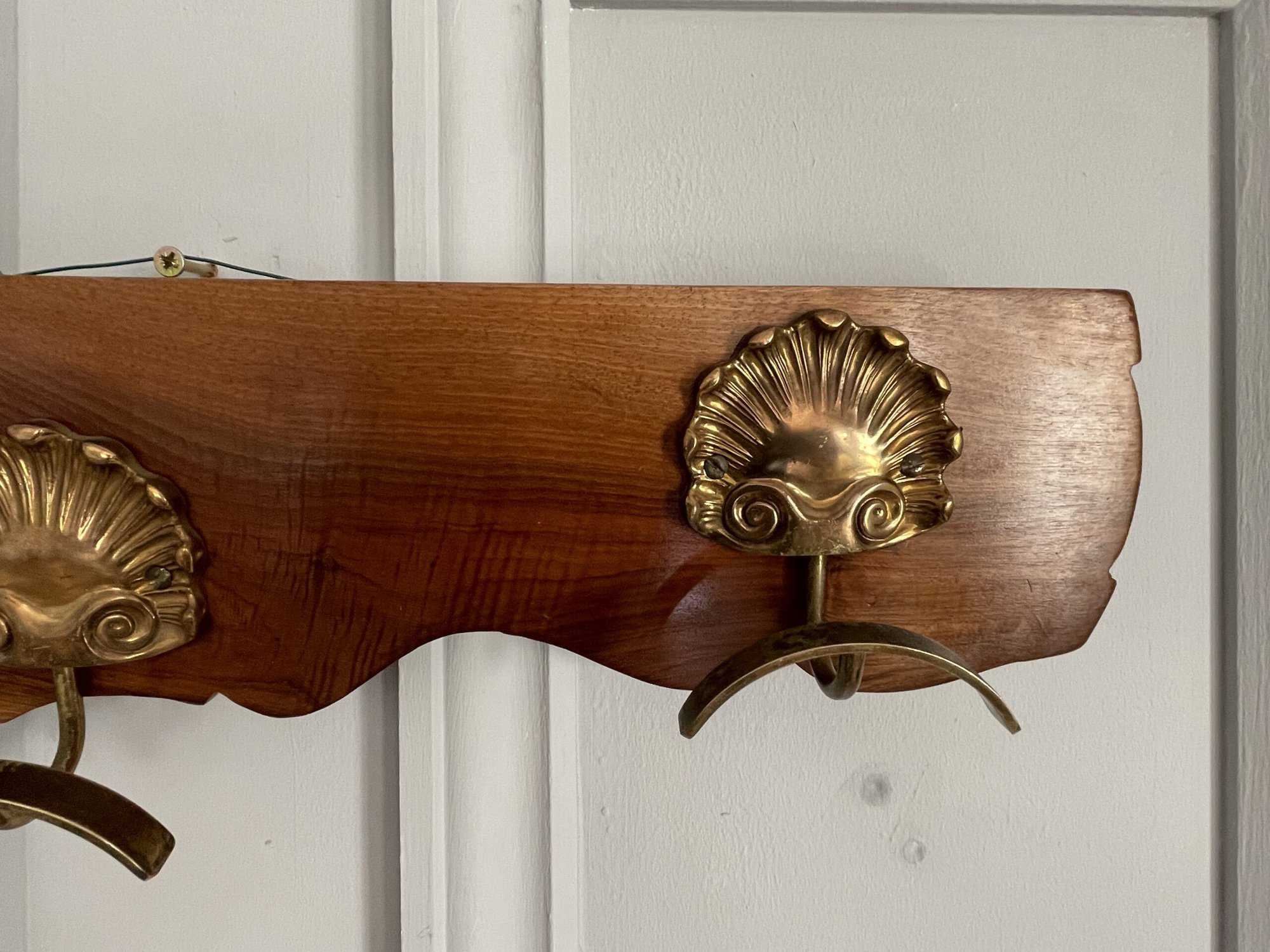 beautiful vintage gilt bronze three hook hat coat rack