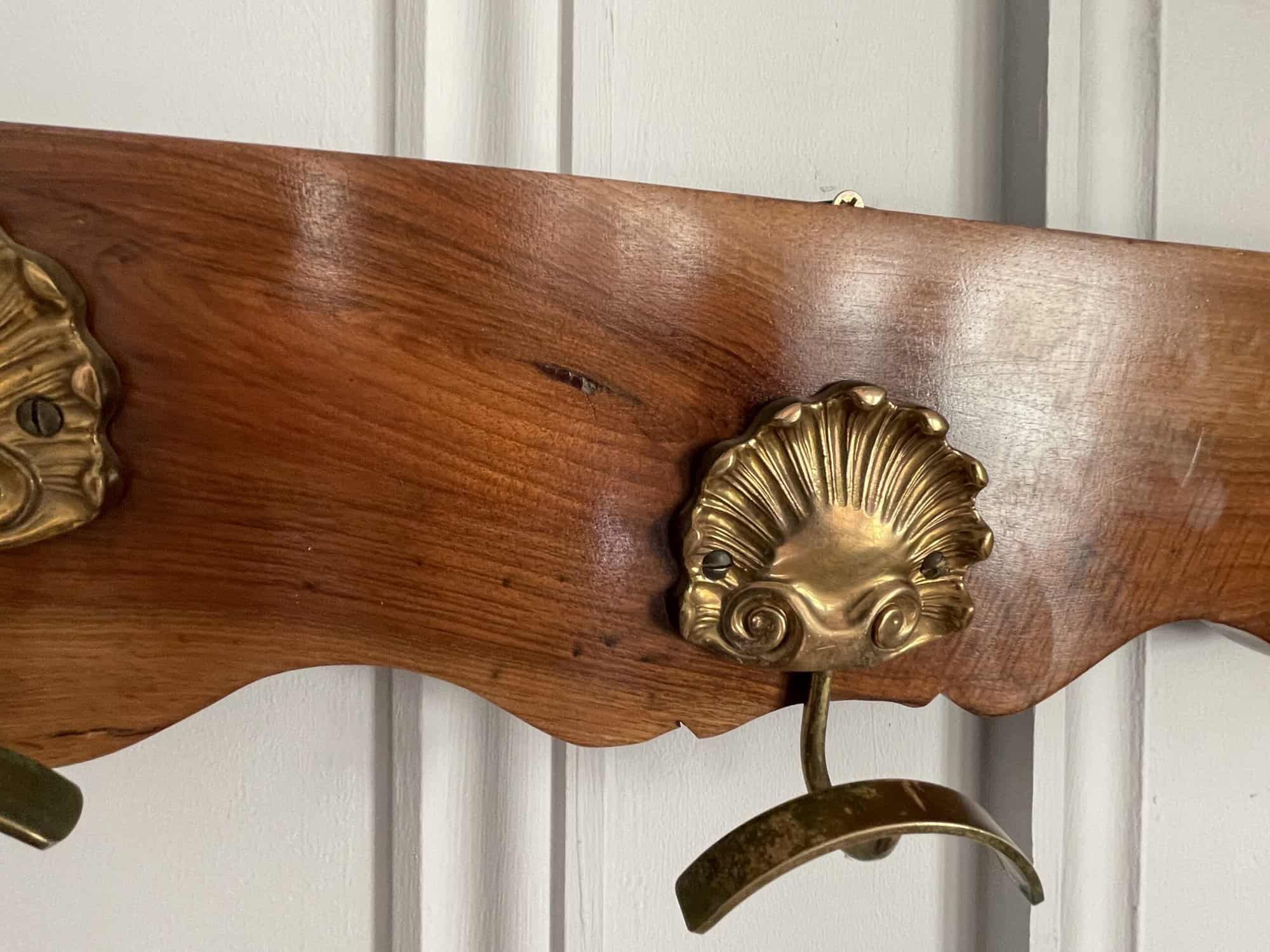 beautiful vintage gilt bronze three hook hat coat rack