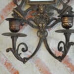 antique pair of highly decorative french bronze wall sconces