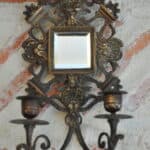 antique pair of highly decorative french bronze wall sconces