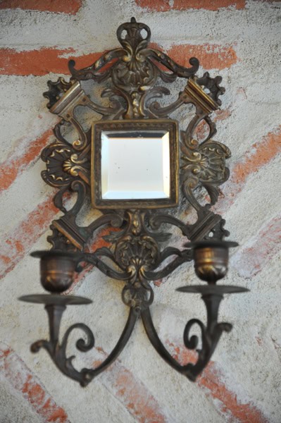antique pair of highly decorative french bronze wall sconces