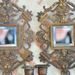 antique pair of highly decorative french bronze wall sconces