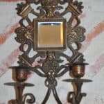 antique pair of highly decorative french bronze wall sconces