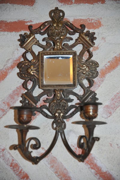 antique pair of highly decorative french bronze wall sconces