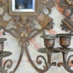 antique pair of highly decorative french bronze wall sconces