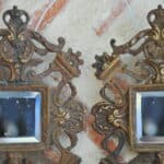 antique pair of highly decorative french bronze wall sconces