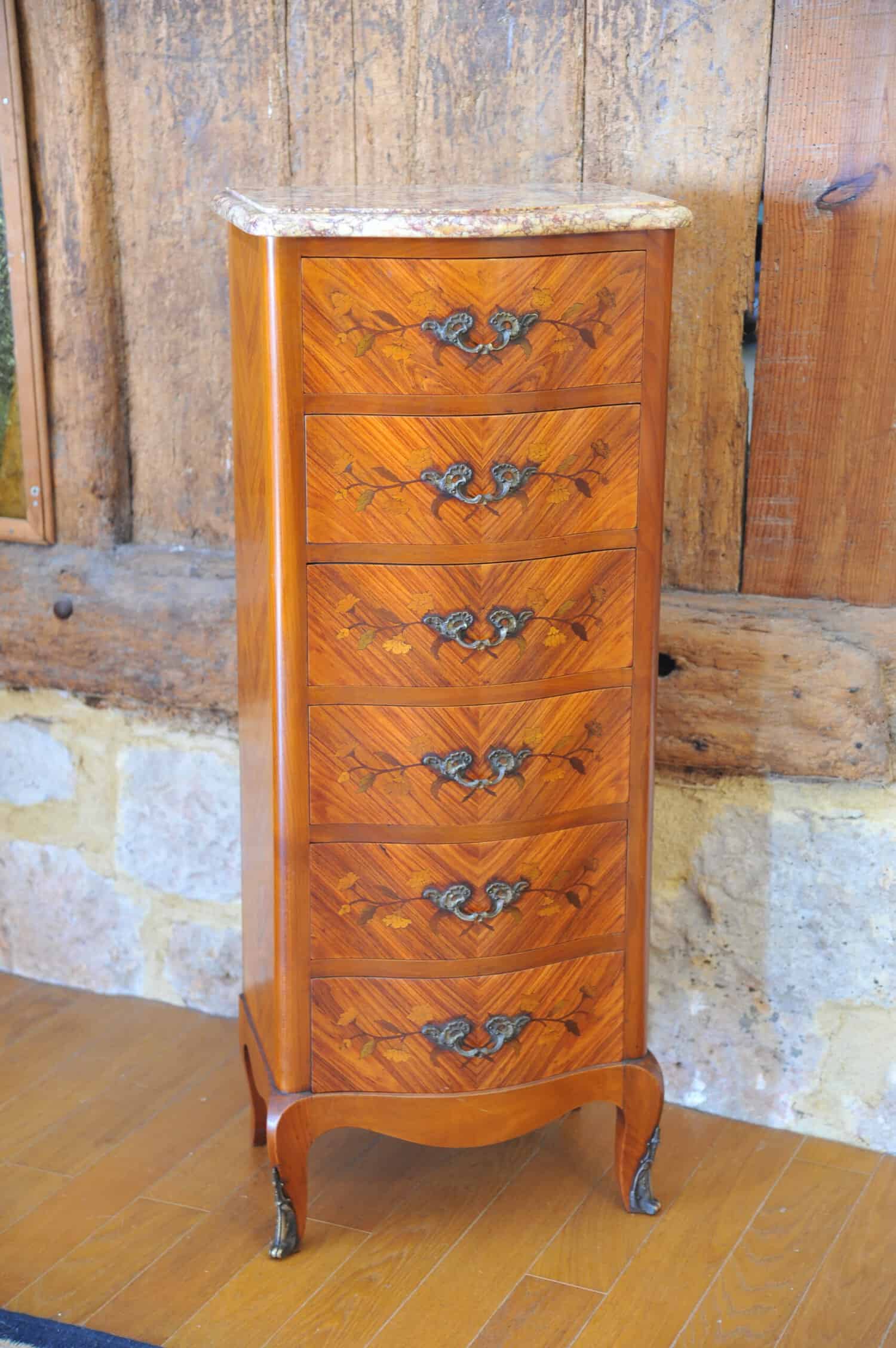 stunning vintage french louis xv style marble top tall chest