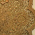 antique kashmiri repoussé copper tray silver plated pierced 19th century
