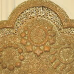 antique kashmiri repoussé copper tray silver plated pierced 19th century