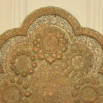 antique kashmiri repoussé copper tray silver plated pierced 19th century