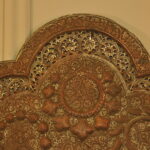 antique kashmiri repoussé copper tray silver plated pierced 19th century
