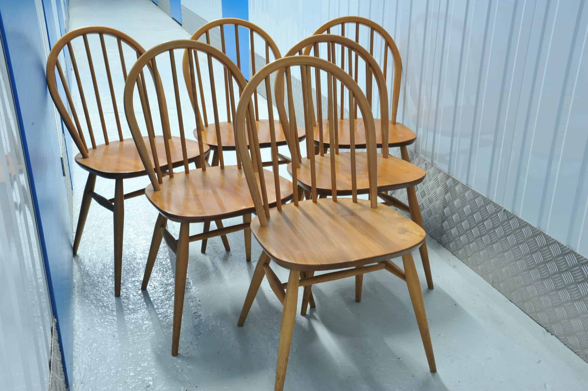 a set of six vintage ercol windsor hoop back model 370 chairs