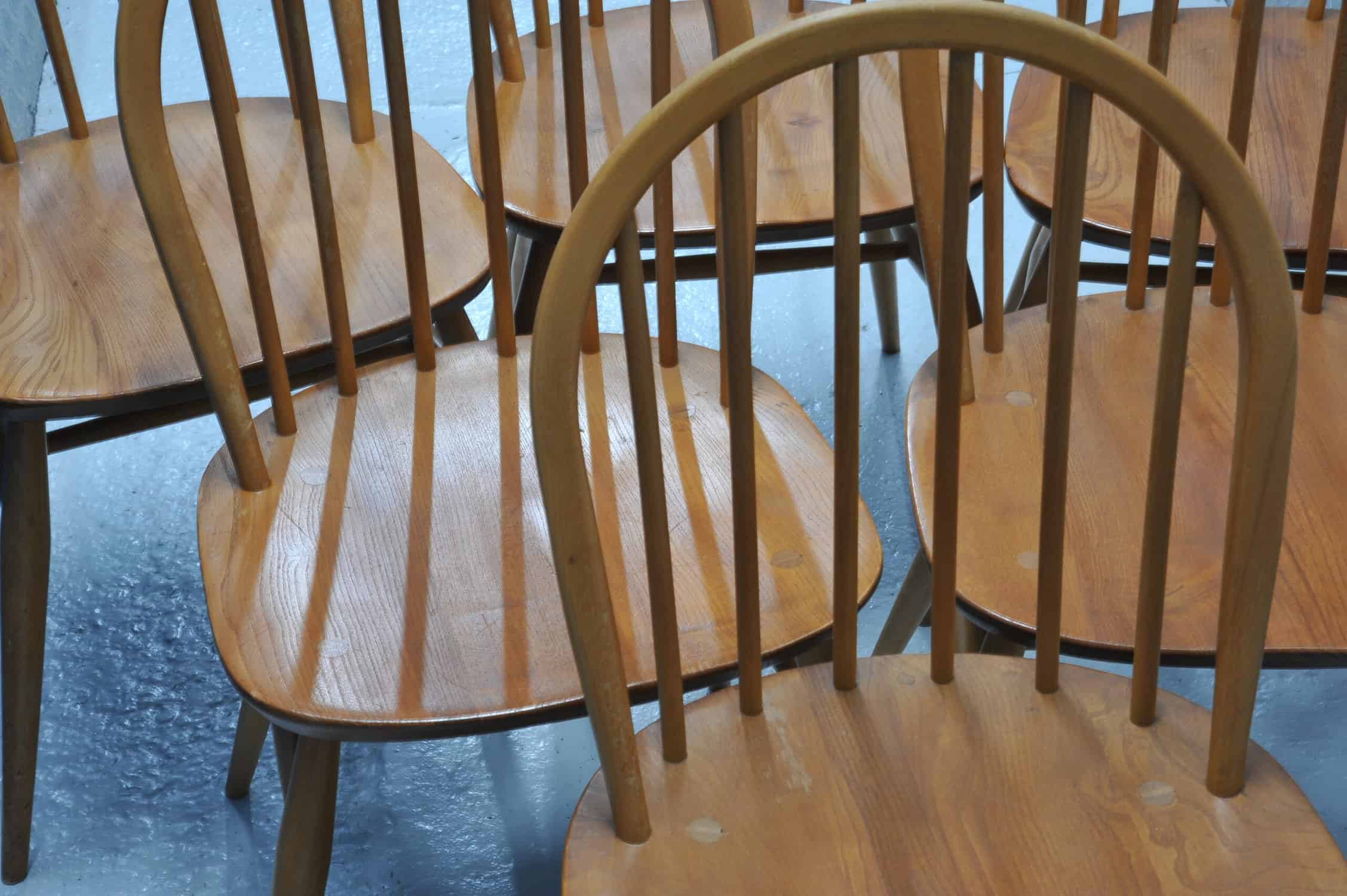 a set of six vintage ercol windsor hoop back model 370 chairs