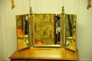 Vintage Brass Triptych Mirror