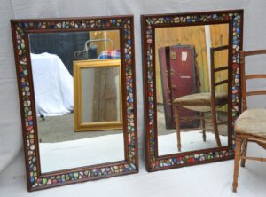 A Pair of Rare Large Vintage French Pique Assiette Wall Mirrors