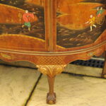 antique c.1910 chinoiserie demi lune cabinet hand painted gilt asian decor