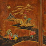 antique c.1910 chinoiserie demi lune cabinet hand painted gilt asian decor