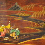 antique c.1910 chinoiserie demi lune cabinet hand painted gilt asian decor