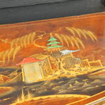 antique c.1910 chinoiserie demi lune cabinet hand painted gilt asian decor