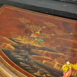 antique c.1910 chinoiserie demi lune cabinet hand painted gilt asian decor