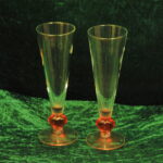pair vintage valentine red heart stem drinking glasses romantic