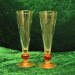 pair vintage valentine red heart stem drinking glasses romantic