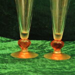 pair vintage valentine red heart stem drinking glasses romantic