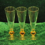 three vintage valentine orange heart stem drinking glasses