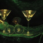 four large vintage champagne coupes glasses