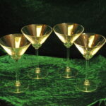 four large vintage champagne coupes glasses