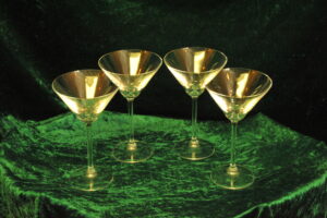 four large vintage champagne coupes glasses