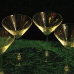 four large vintage champagne coupes glasses