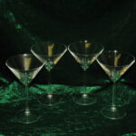 four large vintage champagne coupes glasses