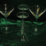 four large vintage champagne coupes glasses