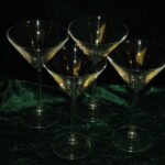 four large vintage champagne coupes glasses