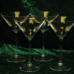 four large vintage champagne coupes glasses