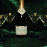 four vintage french champagne coupe glasses blue stemmed