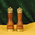 rare asprey london silver & walnut salt pepper mills – queen’s coronation