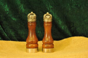 rare asprey london silver & walnut salt pepper mills – queen’s coronation