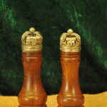 rare asprey london silver & walnut salt pepper mills – queen’s coronation