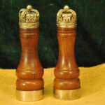 rare asprey london silver & walnut salt pepper mills – queen’s coronation