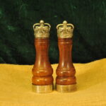 rare asprey london silver & walnut salt pepper mills – queen’s coronation