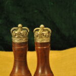 rare asprey london silver & walnut salt pepper mills – queen’s coronation