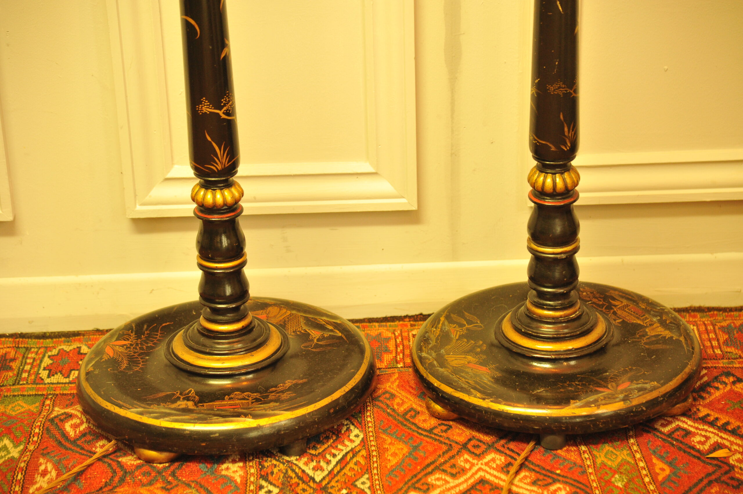 pair of antique chinoiserie standard lamps