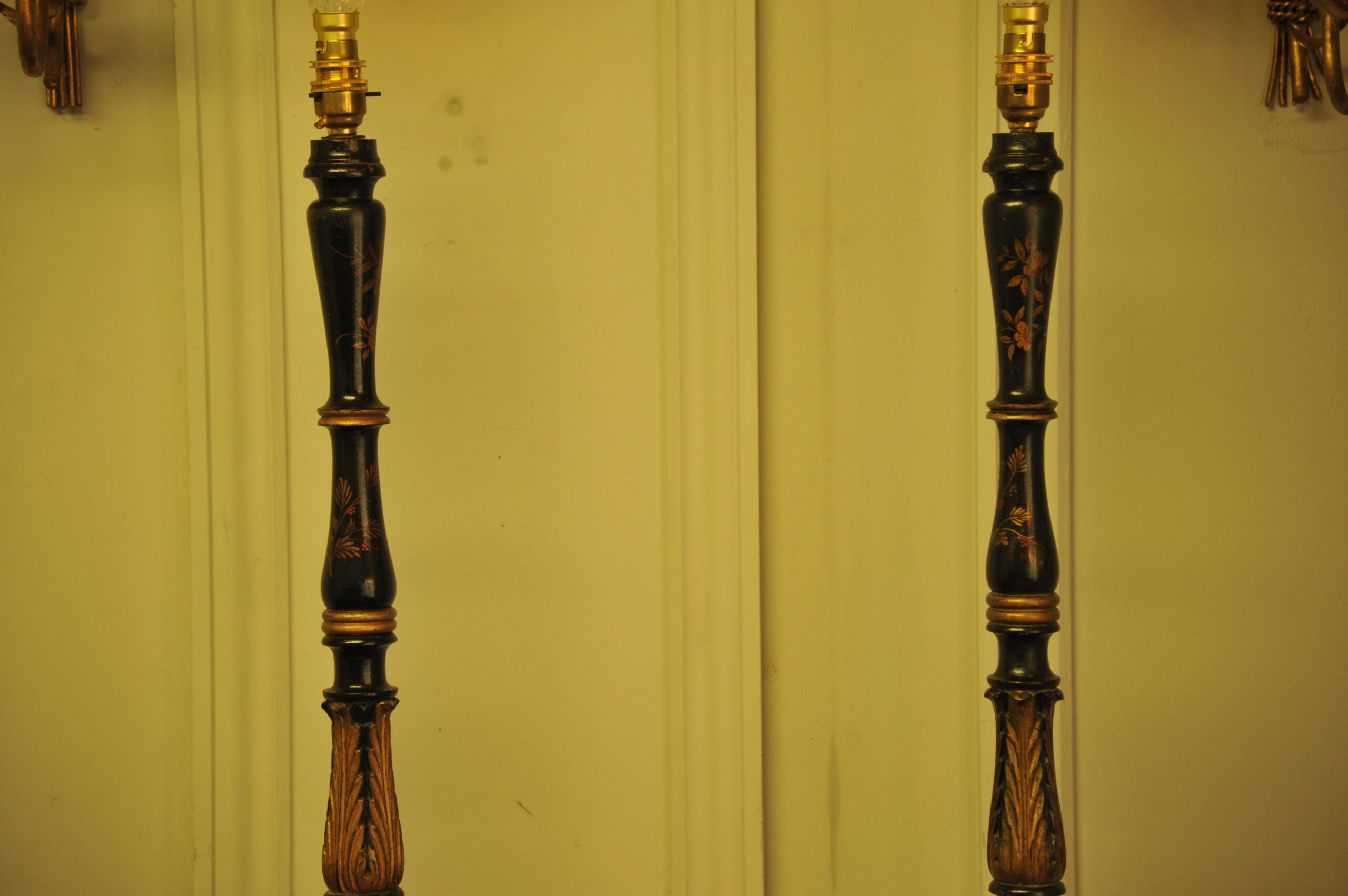 pair of antique chinoiserie standard lamps