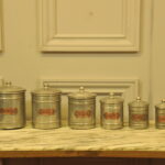 set of six vintage french kitchen storage containers