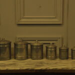 set of six vintage french kitchen storage containers