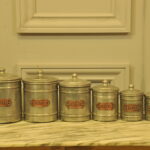 set of six vintage french kitchen storage containers