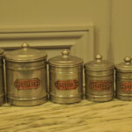 set of six vintage french kitchen storage containers