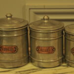 set of six vintage french kitchen storage containers